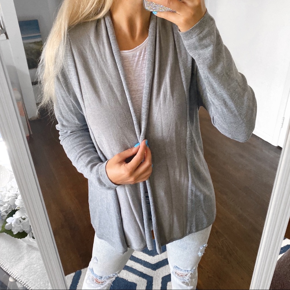 🐚 ZARA KNIT GREY BASIC CARDIGAN SWEATER!